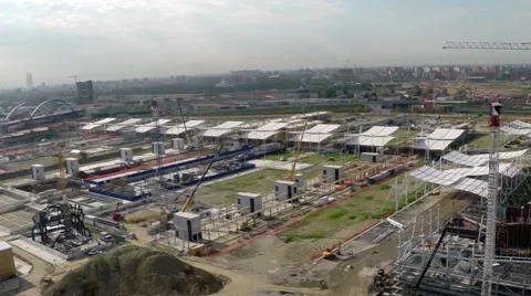 Drone flying over the yard Expo 2015-5 Stock Footage 41880407