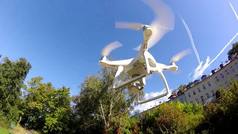 Drone flying in park Stock Footage