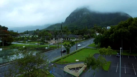 Drone flying in the rain in hawaii Video stock 274820331