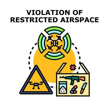 Drone flying in restricted airspace concept illegally Stock Illustration
