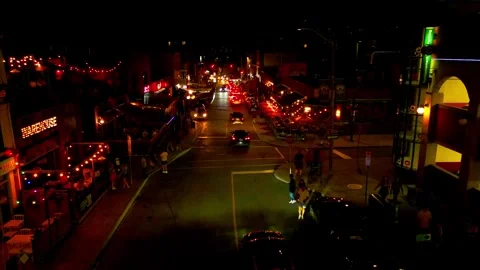 Drone Flying Reverse over Ottawa Downtown Night Club strip on Clarence street 動画素材 331113749