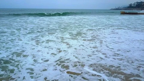 Drone flying right into the ocean Stock Footage 85773065