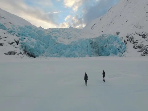 Drone Flying right over a Glacier in Alaska (Close up) Stock Footage 81888053