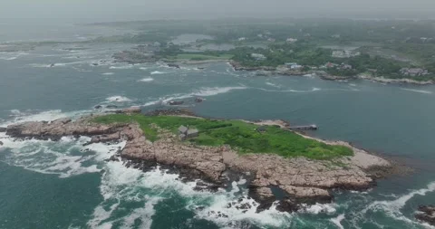 Drone flying by rough coastline us east coast 스톡 동영상 247472521