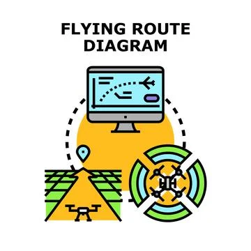 Drone flying route planning technology concept Stock Illustration
