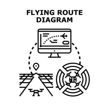 Drone flying route planning technology concept Stock Illustration