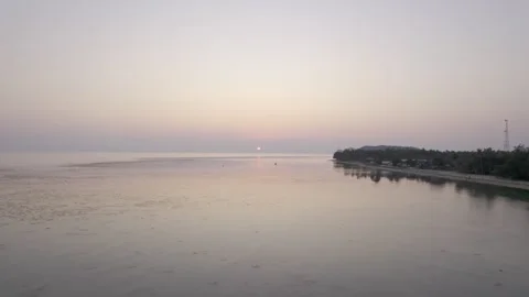 Drone flying up shot of Sunset, with view on islands, evening time Stock Footage 277104479