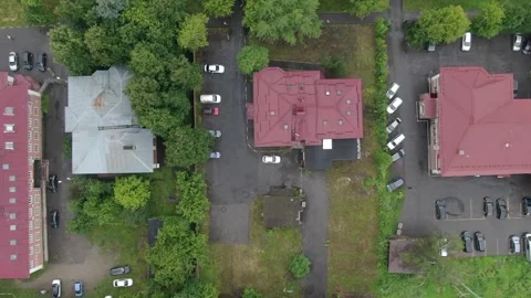 Drone flying sideways above private houses in Podolsk Stock Footage 327685092