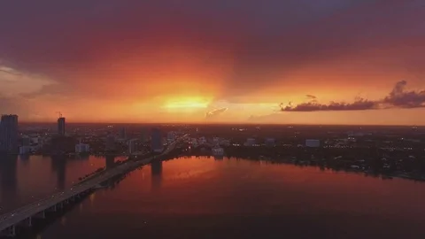 Drone Flying Sideways Facing Biscayne Blvd in 4k Stock Footage 71310560