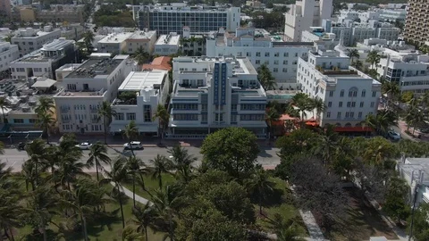 Drone Flying Sideways Facing Ocean Drive During Covid 19 Lockdown Stock Footage 127064941