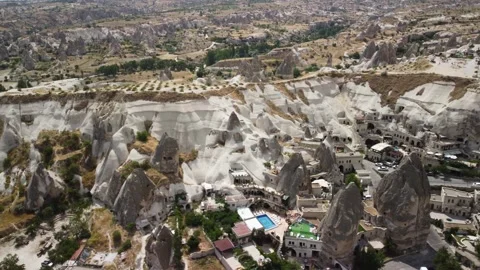 Drone flying in the sky of Cappadocia with beautiful mountain landscapes Stock-Footage 164734589