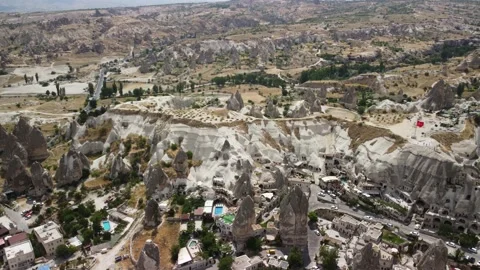 Drone flying in the sky of Cappadocia with beautiful mountain landscapes Stock Footage 164745145