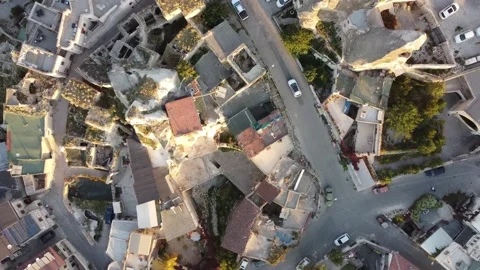 Drone flying in the sky of Cappadocia with beautiful mountain landscapes Stock Footage 182452120