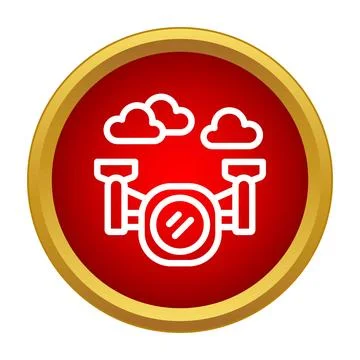 Drone flying in sky icon with clouds Stock Illustration