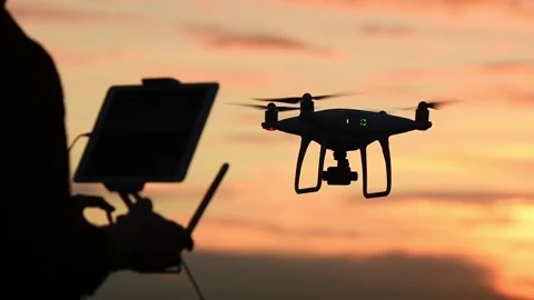 Drone flying at sunset. Slow motion Stock Footage 90158106