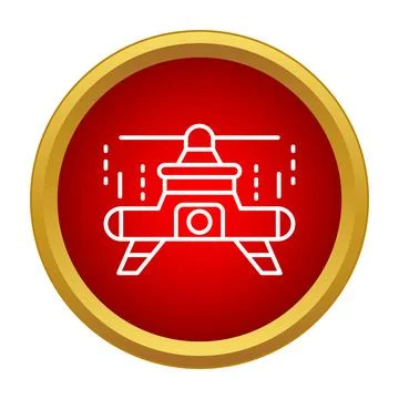 Drone flying technology icon on red button イラスト素材