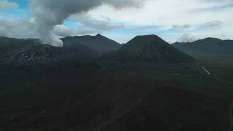 Drone flying through the clouds Beautiful view Bromo drone view Stock Footage 276944351