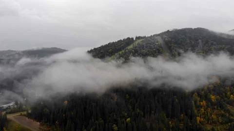 Drone flying through the clouds carpatian mountains Stock Footage 131118782