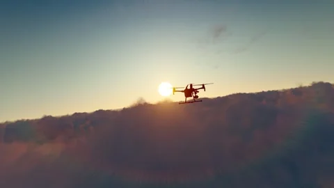 Drone flying through clouds in the sky Stock Footage 318565118