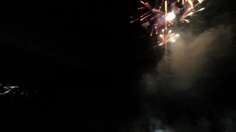 Drone Flying Through Exploding Fireworks at Festival – Stunning Light Show and Stock Footage 298155812