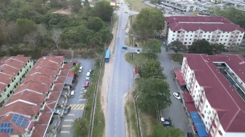 Drone flying through housing area and apartment in Pajam Stock Footage 149280635