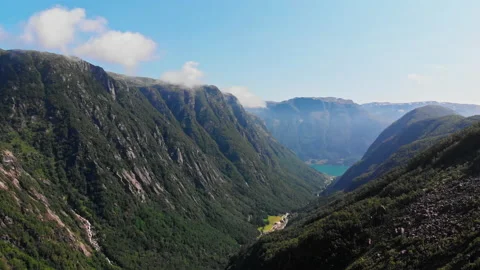 Drone flying through mountain range Stock Footage 201929425