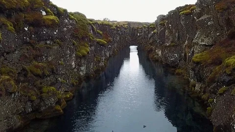 Drone Flying Through Rocky River in Iceland 스톡 동영상 101708980