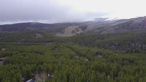 Drone Flying Through Snow Over Forest In Colorado Rocky Mountains Video stock 82808520
