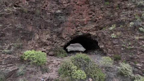 Drone Flying Through Volcanic Cave in Gran Canaria, Canary Islands. Stock Footage 309880301