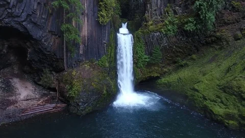 Drone Flying Up Toketee Falls Stock Footage 84081587