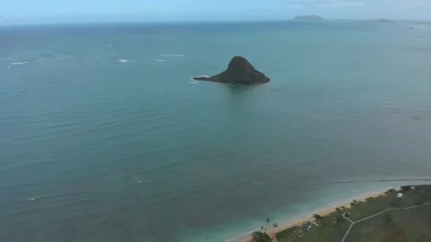 Drone Flying Toward Chinaman's Hat Island In Oahu, Hawaii Stock Footage 154171633