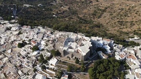 Drone Flying Toward Monastery Cinematic Patmos Greece Video stock 331661015
