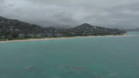 Drone Flying Toward Wailea Point And Lanikai Beach In Oahu, Hawaii Stock Footage 154168953