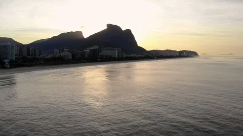 Drone flying towards Barra da Tijuca beach Stock Footage 89861987