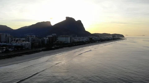 Drone flying towards Barra da Tijuca beach Stock Footage 89862036