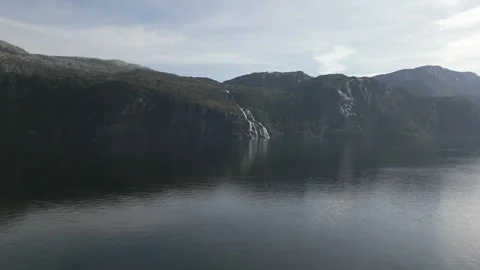 Drone of flying towards cascading waterfall Stock-Footage 252257919