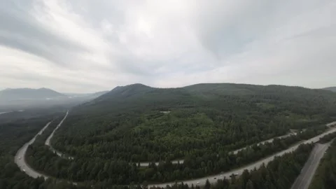 Drone Flying Towards I-90 (Desaturated) Stock Footage 246016601