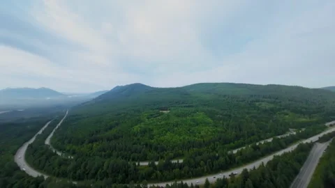 Drone Flying Towards I-90 (Color Graded) Stock Footage 246022702