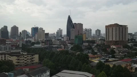 Drone flying towards to iconic tower in Kuala Lumpur Stock Footage 150289607