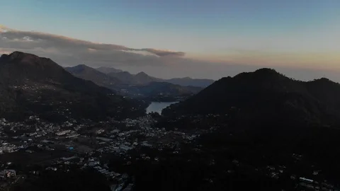 Drone flying towards the lake Stock Footage 124226447