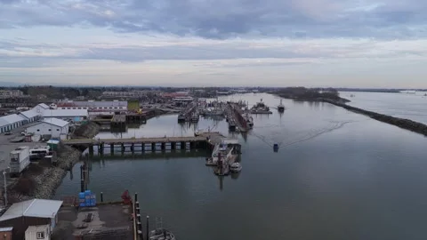 Drone flying towards marina Stock Footage 328736641