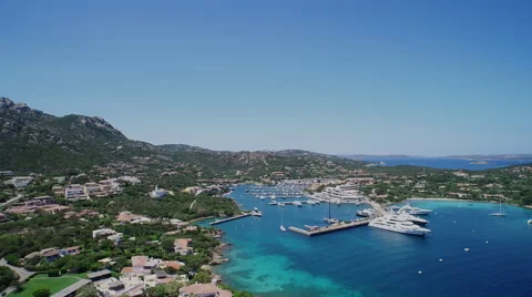 Drone flying towards sail harbor Vídeo Stock 59833608