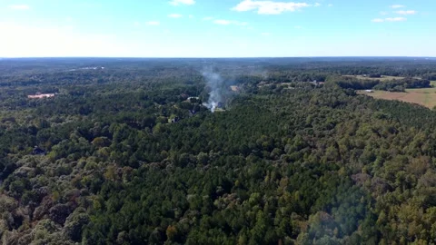 Drone Flying Towards Smoke From Fire Stock Footage 140477584