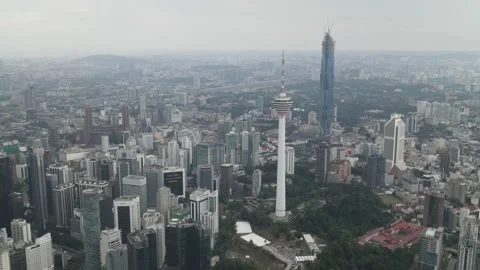 Drone flying towards to Tower and one of the tallest building in the World Stock Footage 150289796
