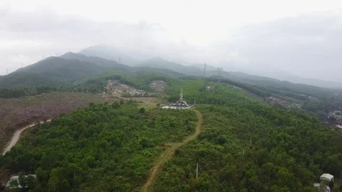 Drone flying Towards War Monument Stock-Footage 74674079