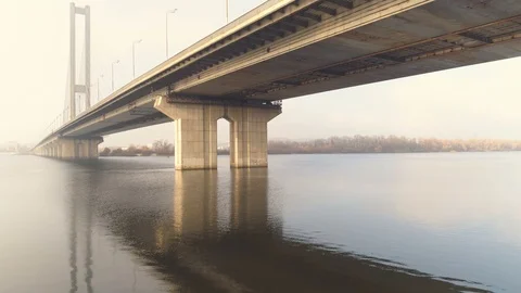 Drone flying under bridge. Stock Footage 97879233