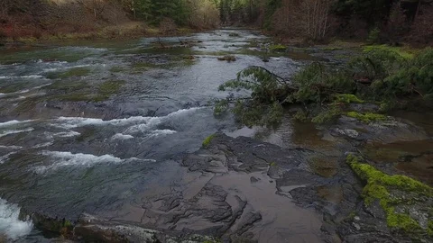 Drone Flying Upstream Over River Video stock 84081663