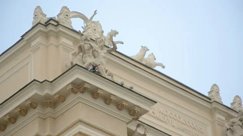 Drone flying upwards capturing architectural details Stock Footage 87755694