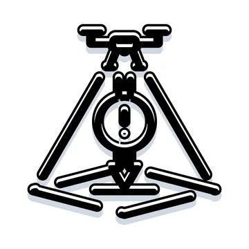 Drone flying warning in restricted zone icon Stock Illustration