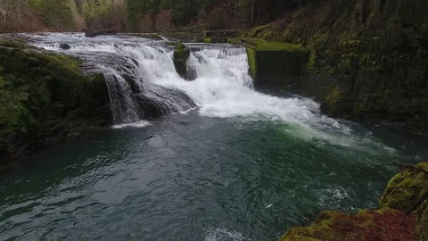 Drone Flying Into Waterfall Stock Footage 84081535
